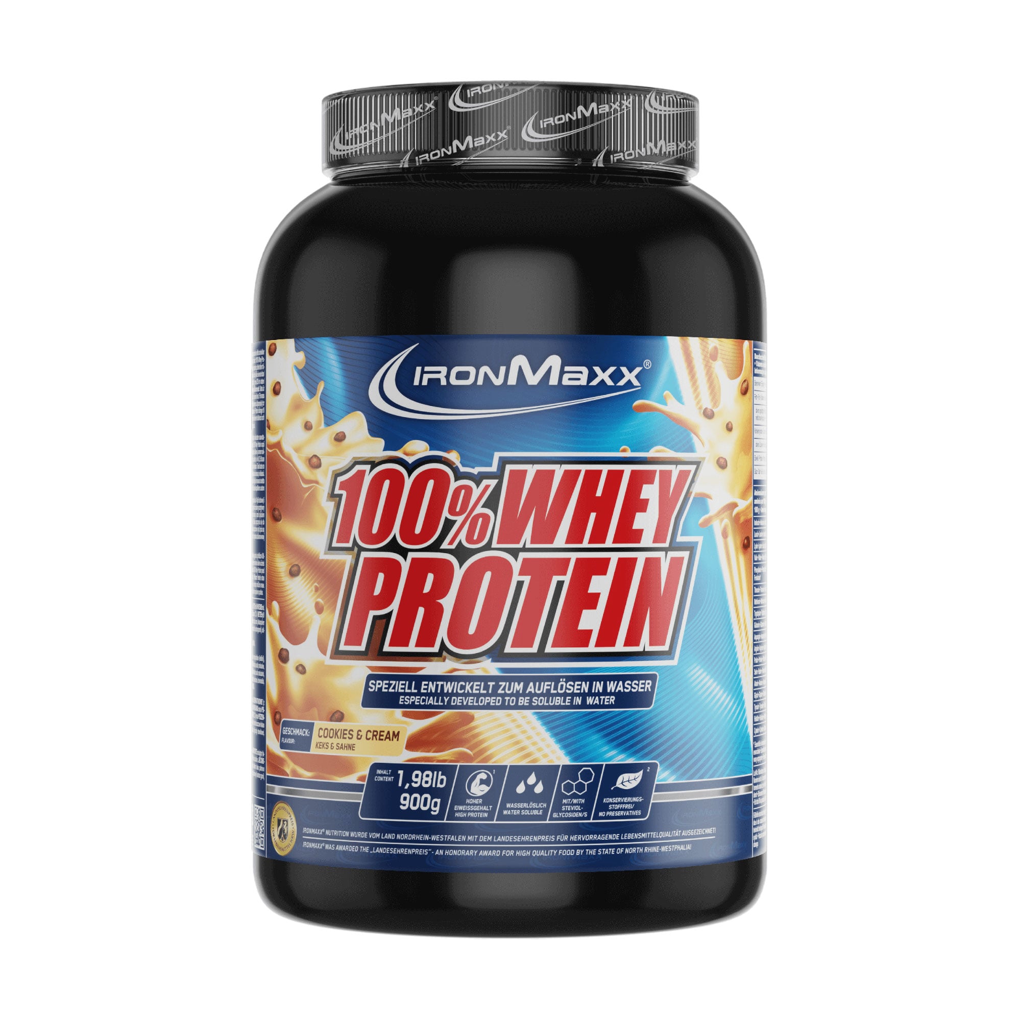 Протеїн IronMaxx 100% Whey Protein в порошку, зі смаком печива та крему, 900 г